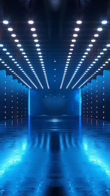 Fondo azul 3D con luces brillantes