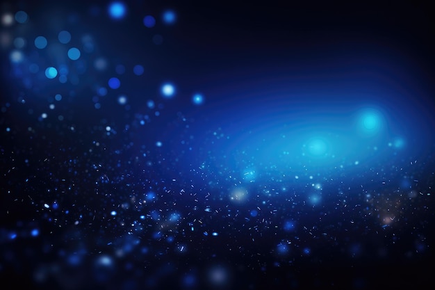fondo azul abstracto con bokeh luces y estrellas desenfocadas azul oscuro y partículas de brillo fondo abstracto AI generado