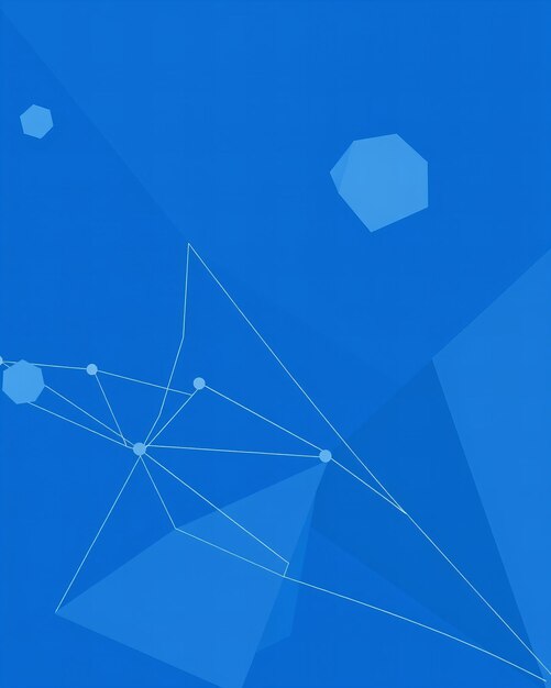 Fondo azul abstracto con formas y conexiones poli geométricas bajas