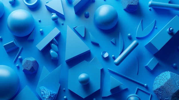 Un fondo azul abstracto con formas geométricas en 3D