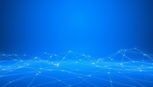 Fondo azul abstracto con líneas blancas conectadas