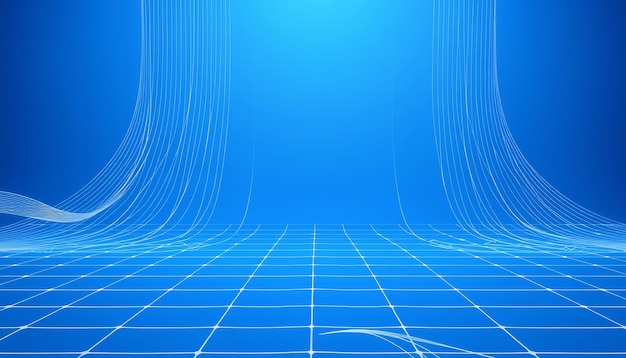 Fondo azul abstracto con líneas blancas y cuadrícula