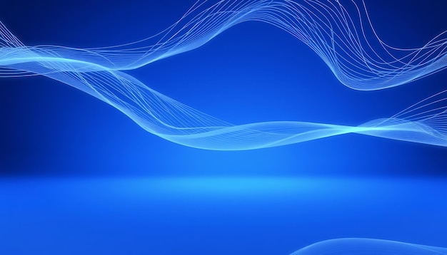 Fondo azul abstracto con líneas blancas que fluyen