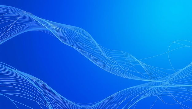 Fondo azul abstracto con líneas blancas que forman patrones ondulados