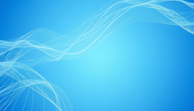 Fondo azul abstracto con líneas onduladas blancas