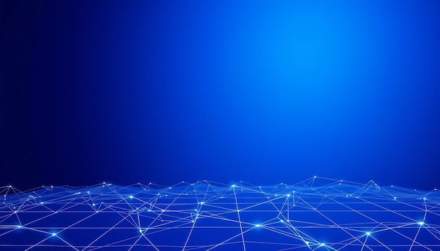 Fondo azul abstracto con líneas y puntos blancos brillantes