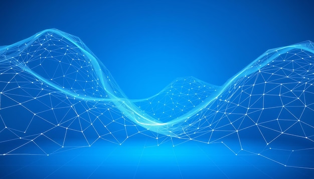 Fondo azul abstracto con líneas y puntos blancos