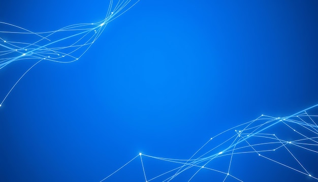 Fondo azul abstracto con líneas y puntos blancos