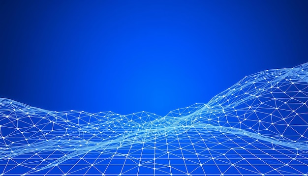 Fondo azul abstracto con un marco de alambre blanco