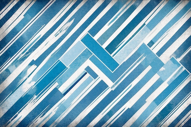 Fondo azul abstracto patrón a rayas blancas y bloques en líneas diagonales con textura azul vintage