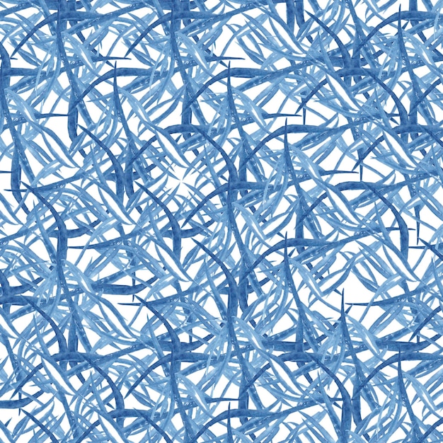 Fondo azul acuarela abstracta Patrón tradicional de ramas y flores Ornamento floral