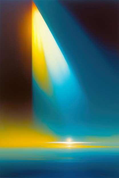 Un fondo azul y amarillo con una luz que está en la parte inferior.