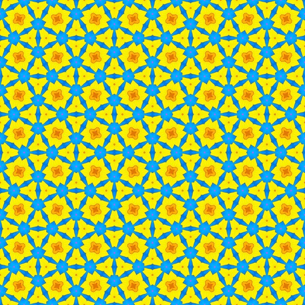 Un fondo azul y amarillo con un patrón de triángulos.