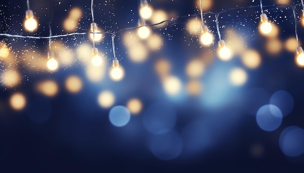 Fondo azul de Año Nuevo o Navidad con bokeh