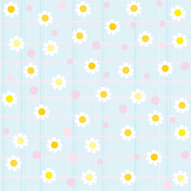 un fondo azul y blanco con margaritas en un fondo azul