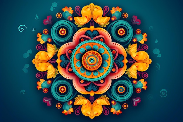 Fondo azul con un bonito mandala