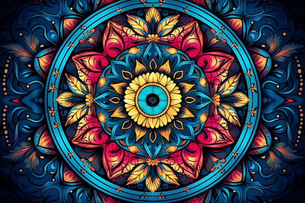 Fondo azul con un bonito mandala