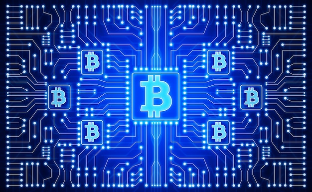 El fondo azul brillante de Bitcoin
