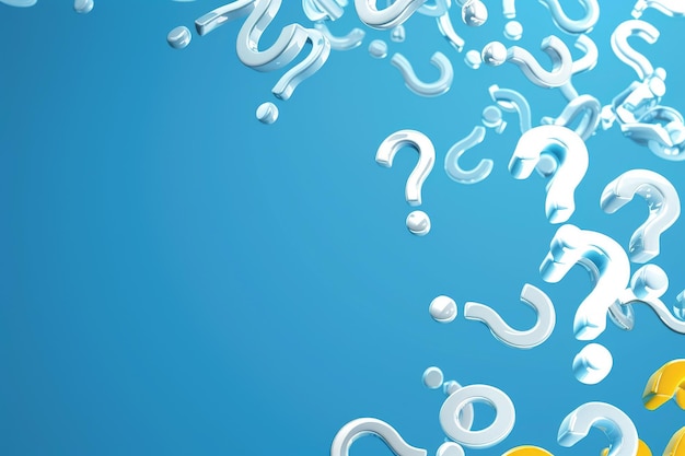 fondo azul con burbujas de signos de interrogación
