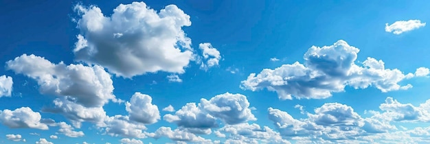 El fondo azul del cielo con nubes blancas en un día soleado y brillante