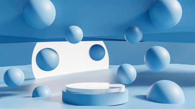 un fondo azul con círculos y un objeto blanco con círculos azules y un fondo blanco