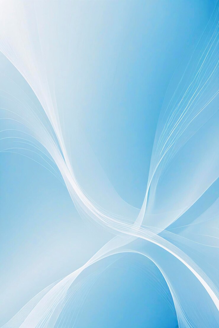 Fondo azul claro y blanco abstracto con líneas suaves y fluidas