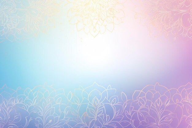 fondo azul claro con flores finas de color púrpura y dorado