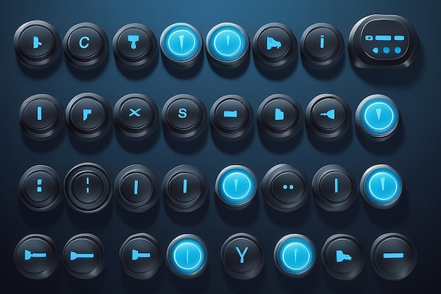 Fondo azul compuesto por teclas de control de juego de un joystick