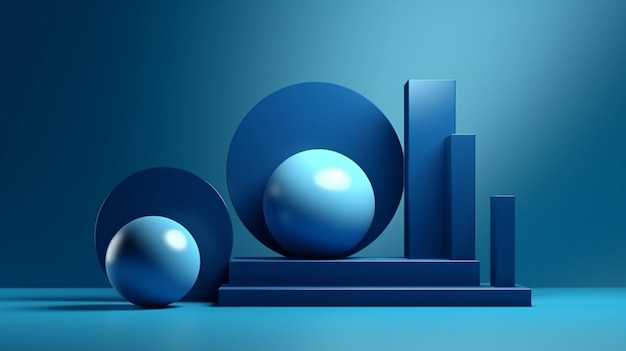 Un fondo azul con un conjunto de esferas azules.