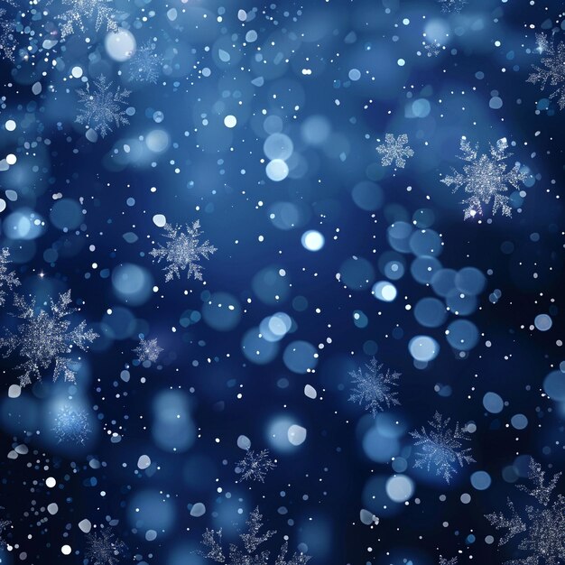 Un fondo azul con copos de nieve