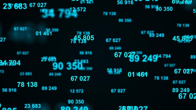 Fondo azul digital Código de información Código binario de computadora Renderización en 3D.