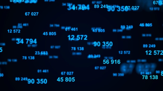Fondo azul digital Código de información Código binario de computadora Renderización en 3D