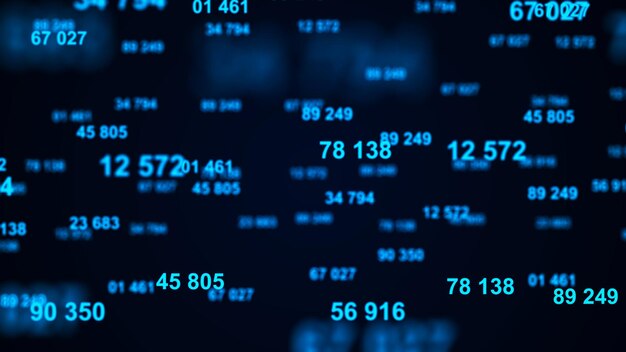 Fondo azul digital Código de información Código binario de computadora Renderización en 3D