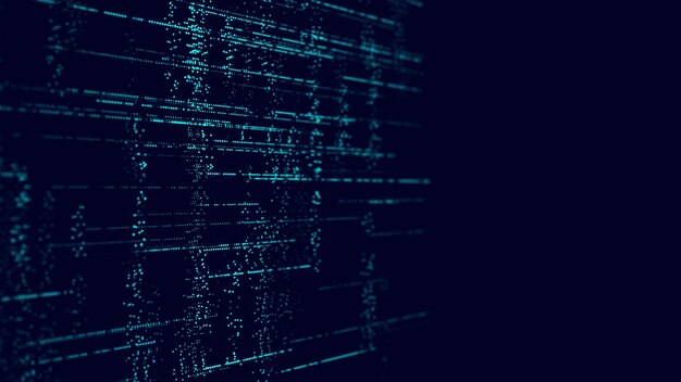 Fondo azul digital de partículas Ilustración futurista abstracta Visualización de grandes datos Tecnología puntos dinámicos fondo Representación 3D