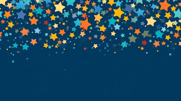 Fondo azul con estrellas de colores IA generativa