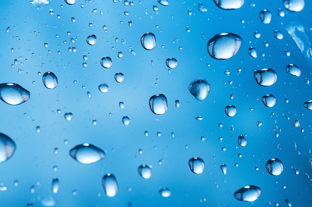 Fondo azul con gotas de agua claras