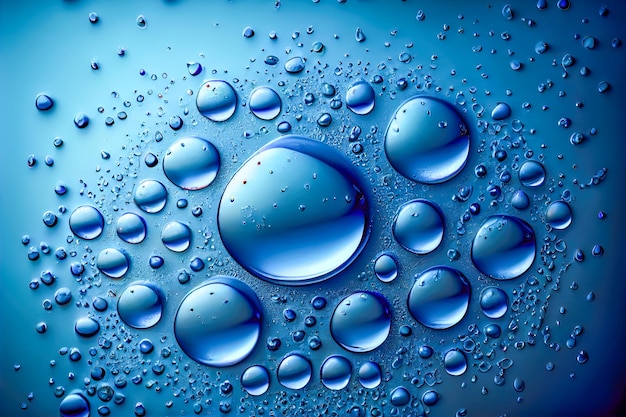 Un fondo azul con gotas de agua