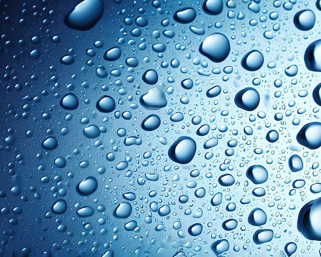 Un fondo azul con gotas de agua