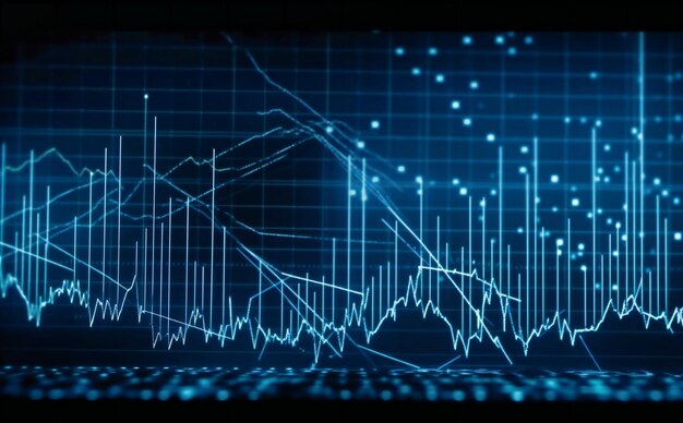 Un fondo azul con gráficos financieros