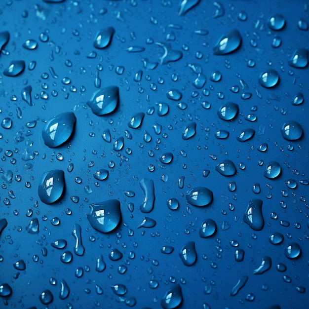 Fondo azul de la imagen adornado con gotas de agua en la superficie de la tela con textura para las redes sociales