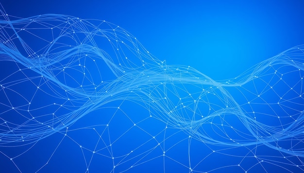 un fondo azul con una línea de líneas conectadas y líneas