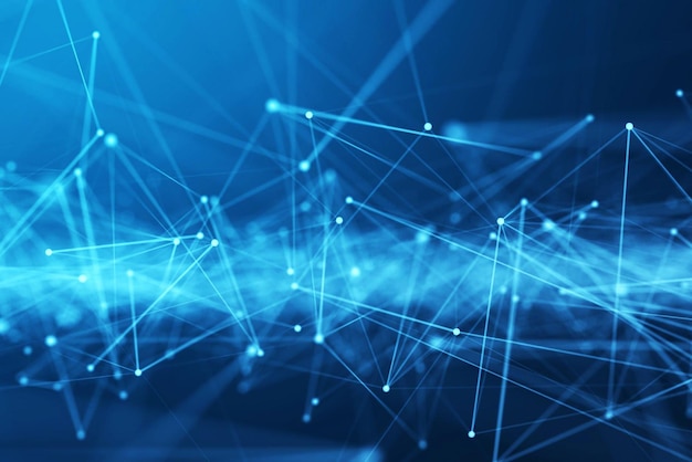 Un fondo azul con líneas y puntos que dicen 'el futuro de la tecnología'