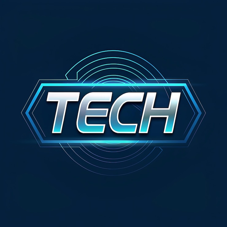 Foto un fondo azul con un logotipo azul y blanco que dice tecnología