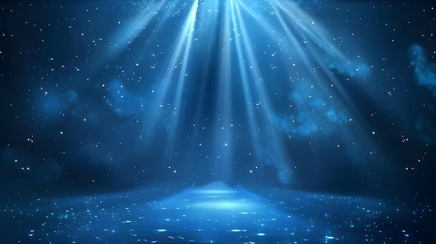 un fondo azul con una luz azul y estrellas