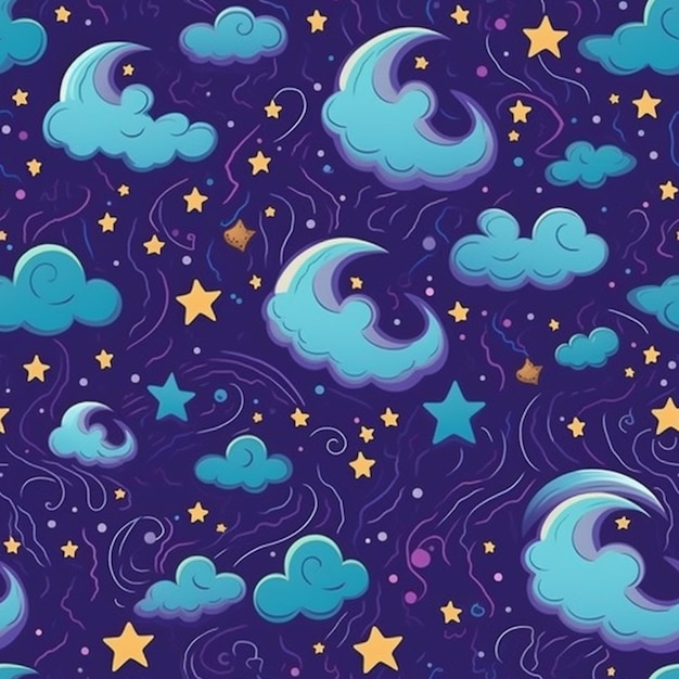 Un fondo azul y morado con nubes generativas ai.