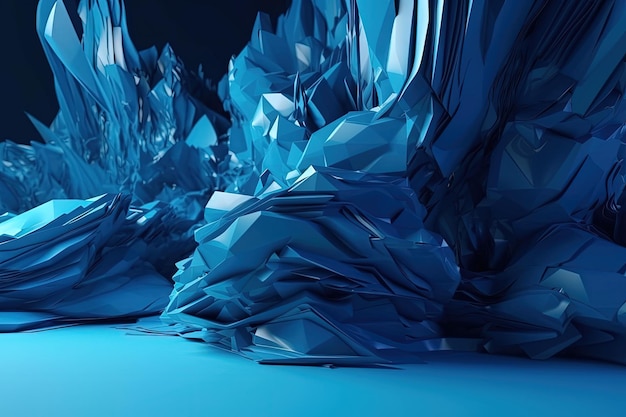 Un fondo azul con muchos trozos de IA generativa de hielo