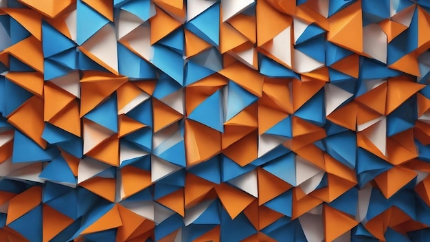 Fondo azul y naranja con un patrón triangular