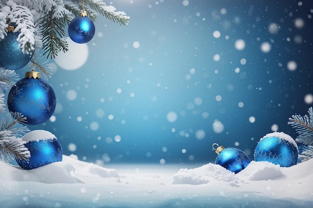 Fondo azul de Navidad con nieve