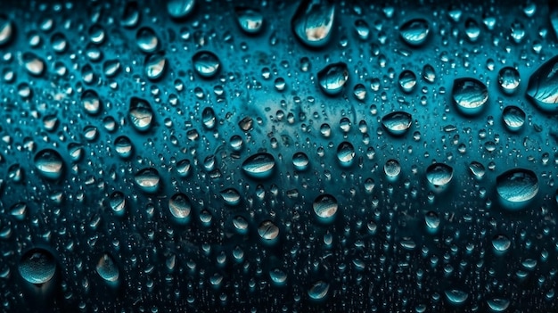 Un fondo azul y negro con gotas de agua.