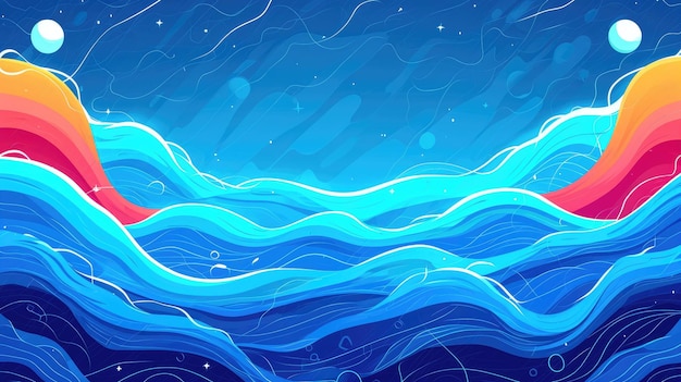 fondo azul con una onda azul